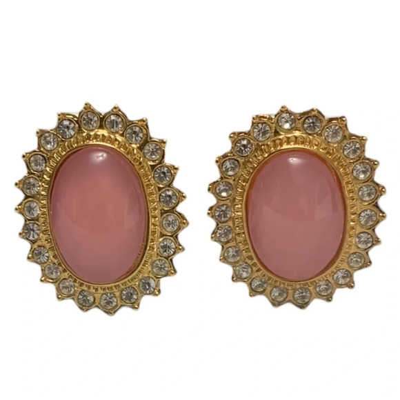 VTG Butler Statement Earrings Regal Luxe Pink Sparkly Feminine Clean  Beauty - Picture 1 of 7